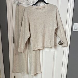 Oat Cozy Sprinkle Cream Knit Sweater and Pants Set
